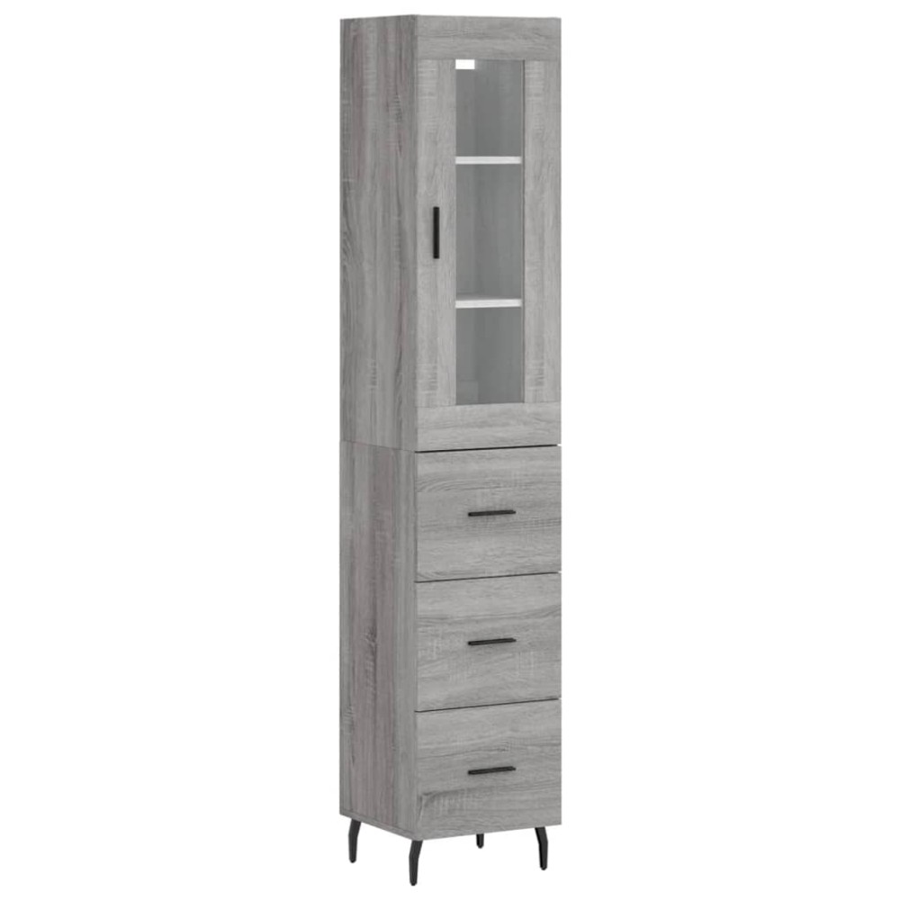 vidaXL Dulap înalt, gri sonoma, 34,5x34x180 cm, lemn prelucrat