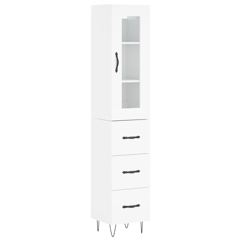 vidaXL Dulap înalt, alb extralucios, 34,5x34x180 cm, lemn prelucrat