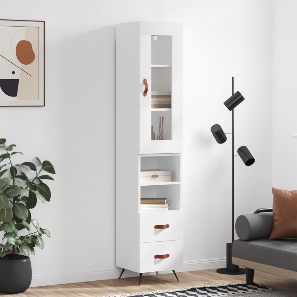 vidaXL Dulap înalt, alb, 34,5x34x180 cm, lemn prelucrat