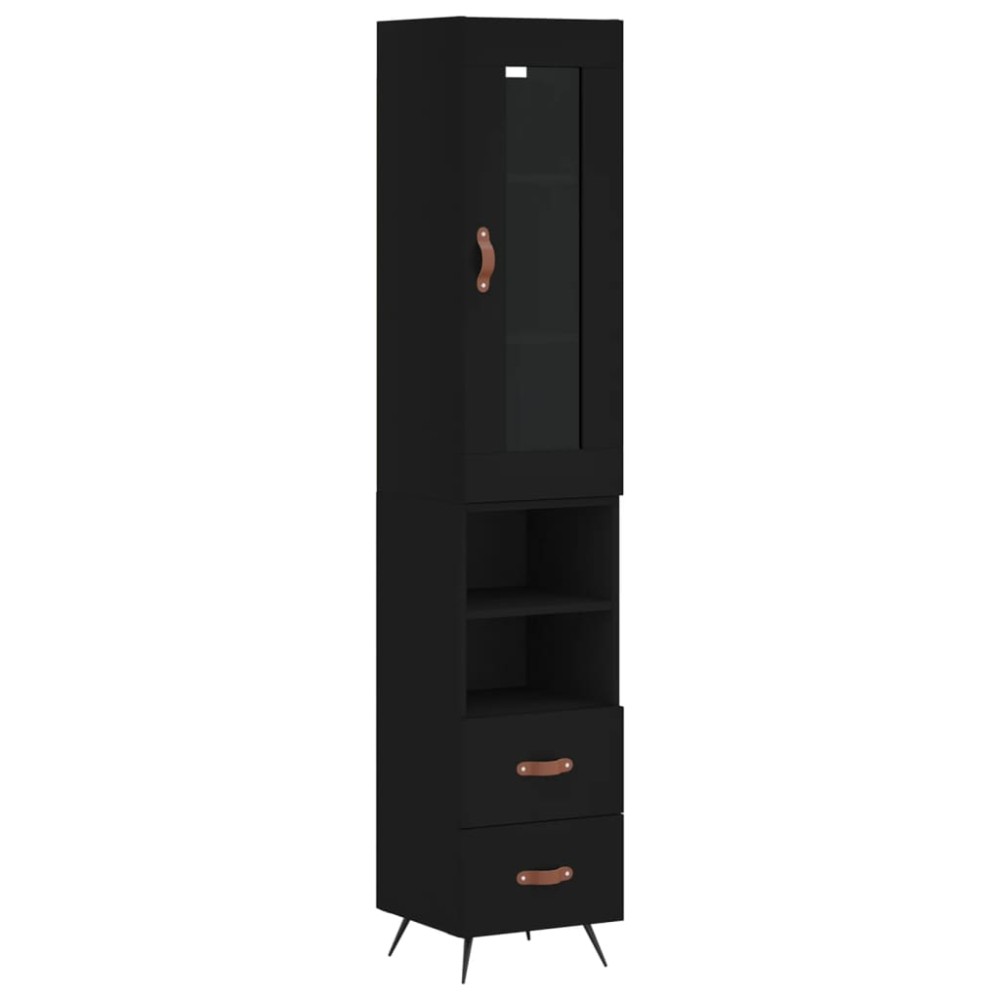 vidaXL Dulap înalt, negru, 34,5x34x180 cm, lemn prelucrat