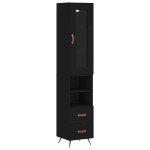 vidaXL Dulap înalt, negru, 34,5x34x180 cm, lemn prelucrat