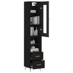 vidaXL Dulap înalt, negru, 34,5x34x180 cm, lemn prelucrat