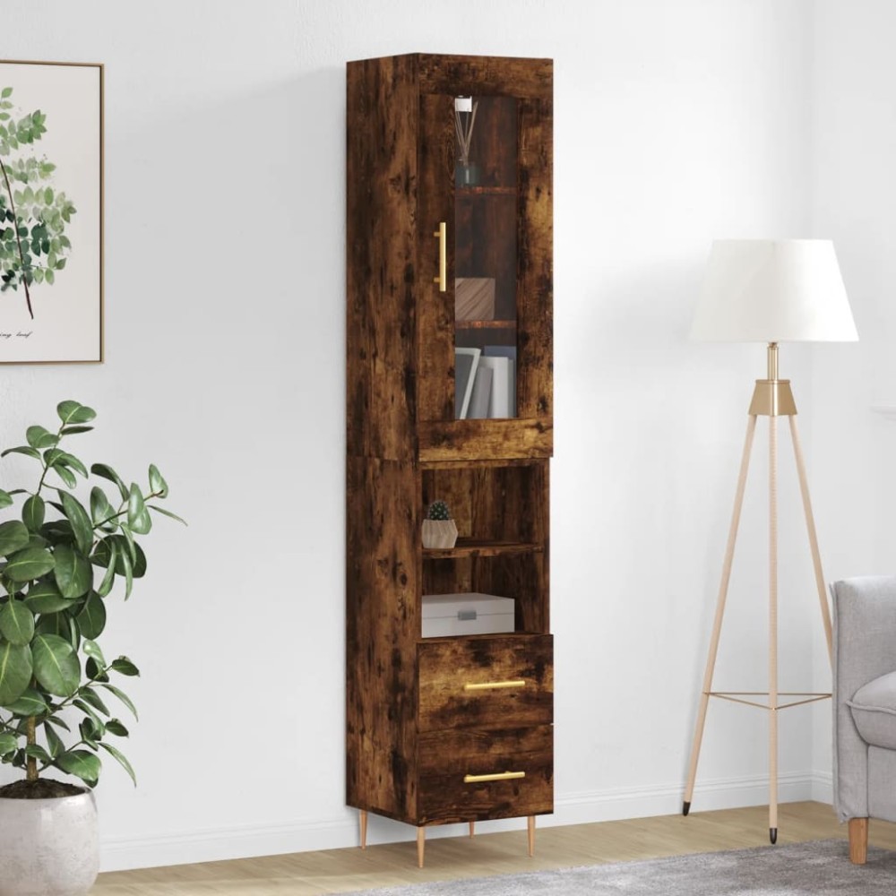 vidaXL Dulap înalt, stejar fumuriu, 34,5x34x180 cm, lemn prelucrat