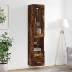 vidaXL Dulap înalt, stejar fumuriu, 34,5x34x180 cm, lemn prelucrat
