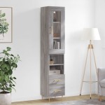 vidaXL Dulap înalt, gri sonoma, 34,5x34x180 cm, lemn prelucrat