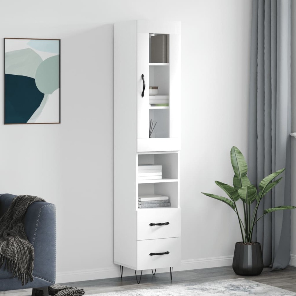 vidaXL Dulap înalt, alb, 34,5x34x180 cm, lemn prelucrat