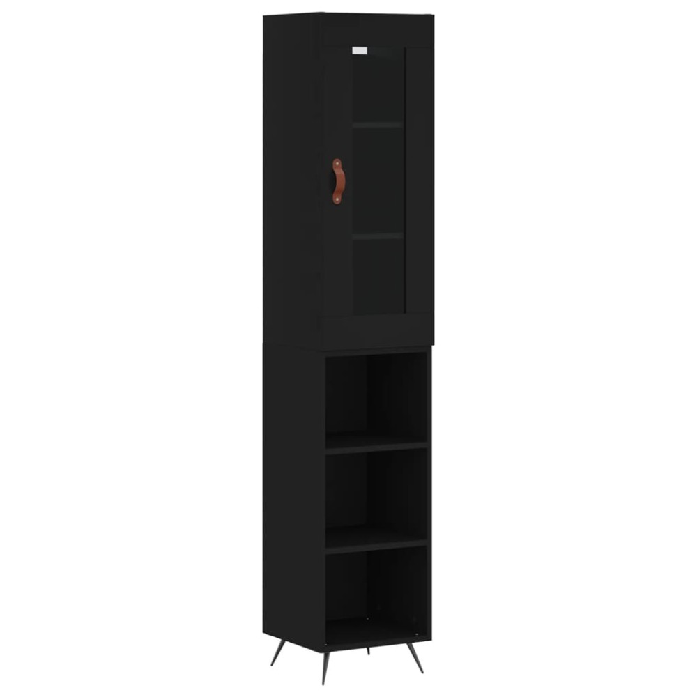 vidaXL Dulap înalt, negru, 34,5x34x180 cm, lemn prelucrat