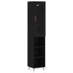 vidaXL Dulap înalt, negru, 34,5x34x180 cm, lemn prelucrat