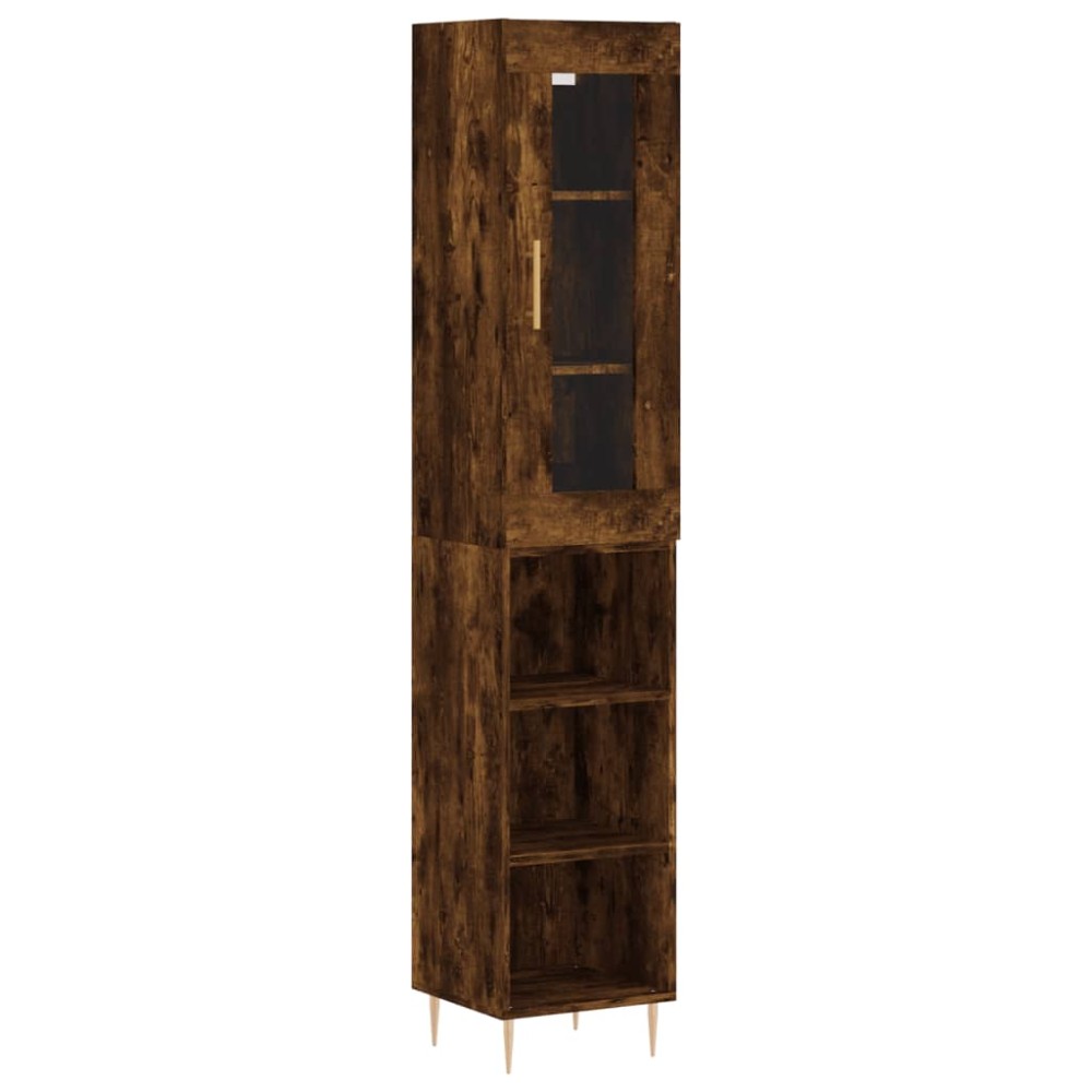 vidaXL Dulap înalt, stejar fumuriu, 34,5x34x180 cm, lemn prelucrat