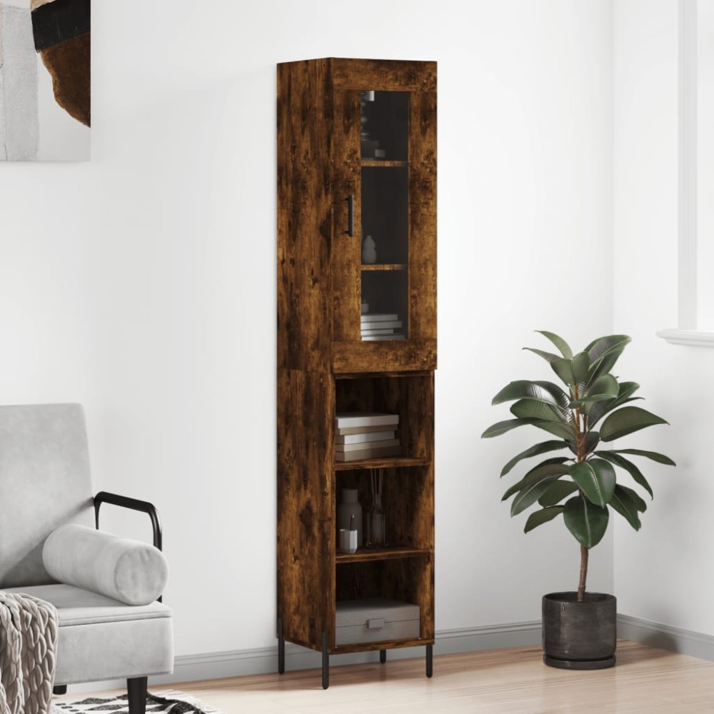 vidaXL Dulap înalt, stejar fumuriu, 34,5x34x180 cm, lemn prelucrat
