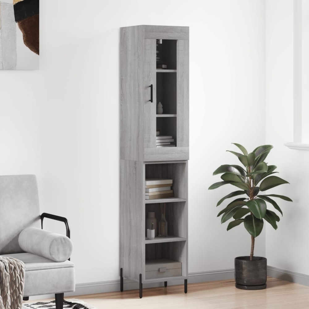 vidaXL Dulap înalt, gri sonoma, 34,5x34x180 cm, lemn prelucrat