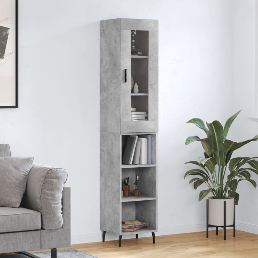 vidaXL Dulap înalt, gri beton, 34,5x34x180 cm, lemn prelucrat