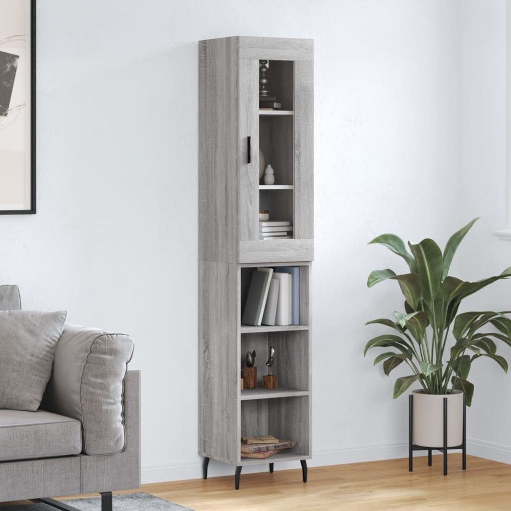 vidaXL Dulap înalt, gri sonoma, 34,5x34x180 cm, lemn prelucrat