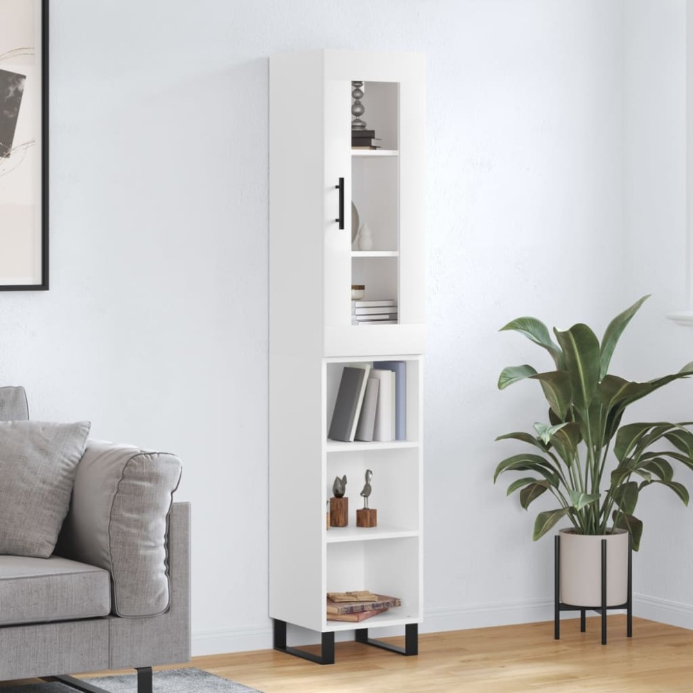 vidaXL Dulap înalt, alb, 34,5x34x180 cm, lemn prelucrat