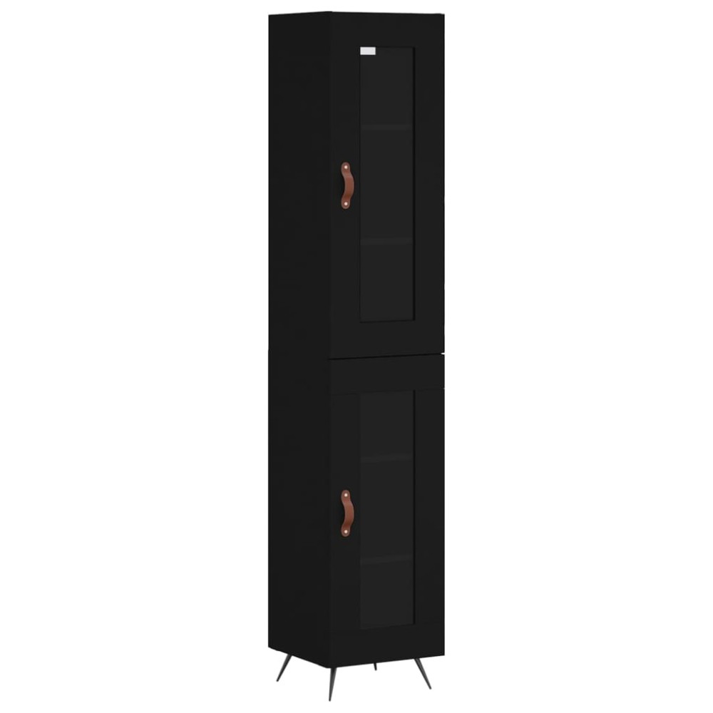 vidaXL Dulap înalt, negru, 34,5x34x180 cm, lemn prelucrat