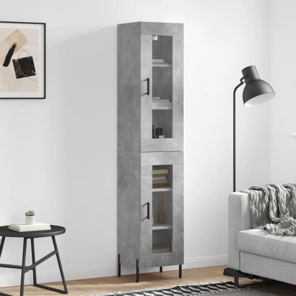 vidaXL Dulap înalt, gri beton, 34,5x34x180 cm, lemn prelucrat