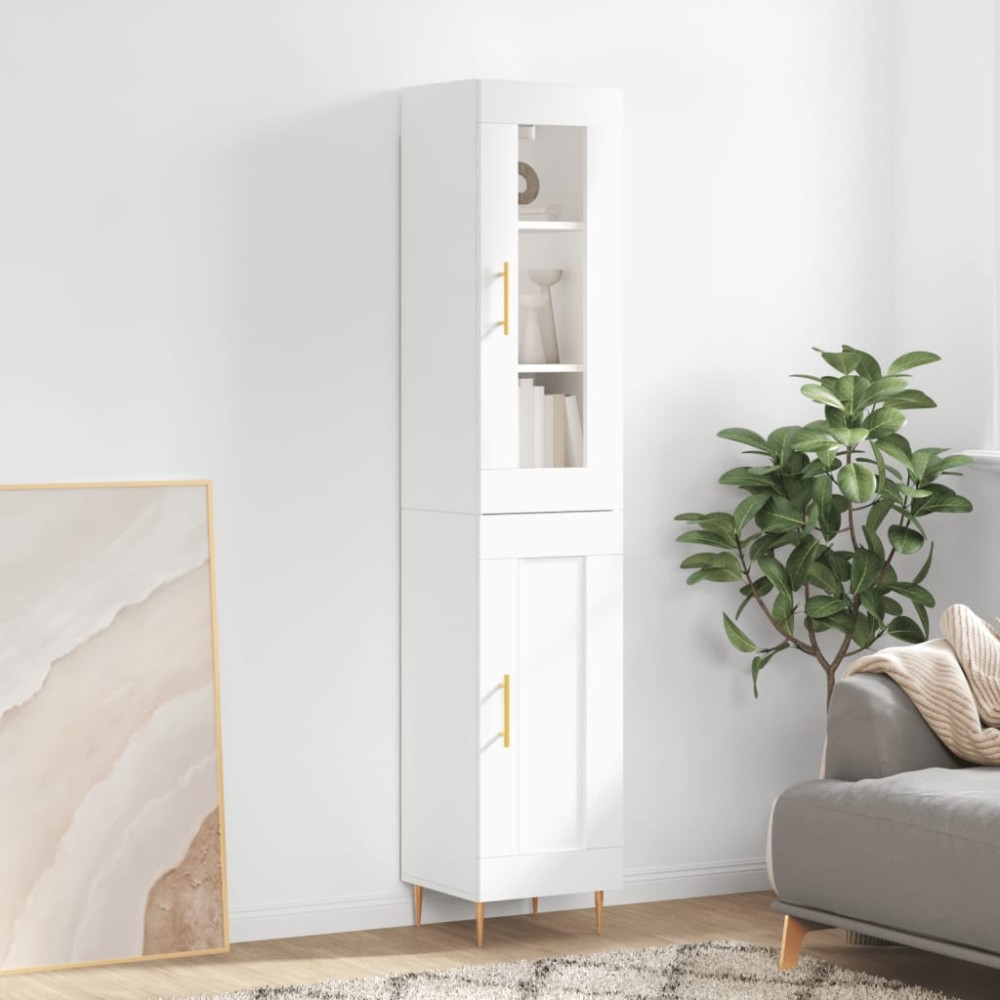 vidaXL Dulap înalt, alb, 34,5x34x180 cm, lemn prelucrat