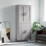 vidaXL Dulap înalt, gri sonoma, 69,5x34x180 cm, lemn compozit