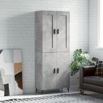 vidaXL Dulap înalt, gri beton, 69,5x34x180, lemn compozit