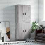 vidaXL Dulap înalt, gri sonoma, 69,5x34x180 cm, lemn compozit