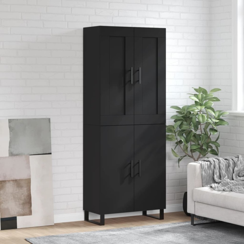 vidaXL Dulap înalt, negru, 69,5x34x180 cm, lemn compozit