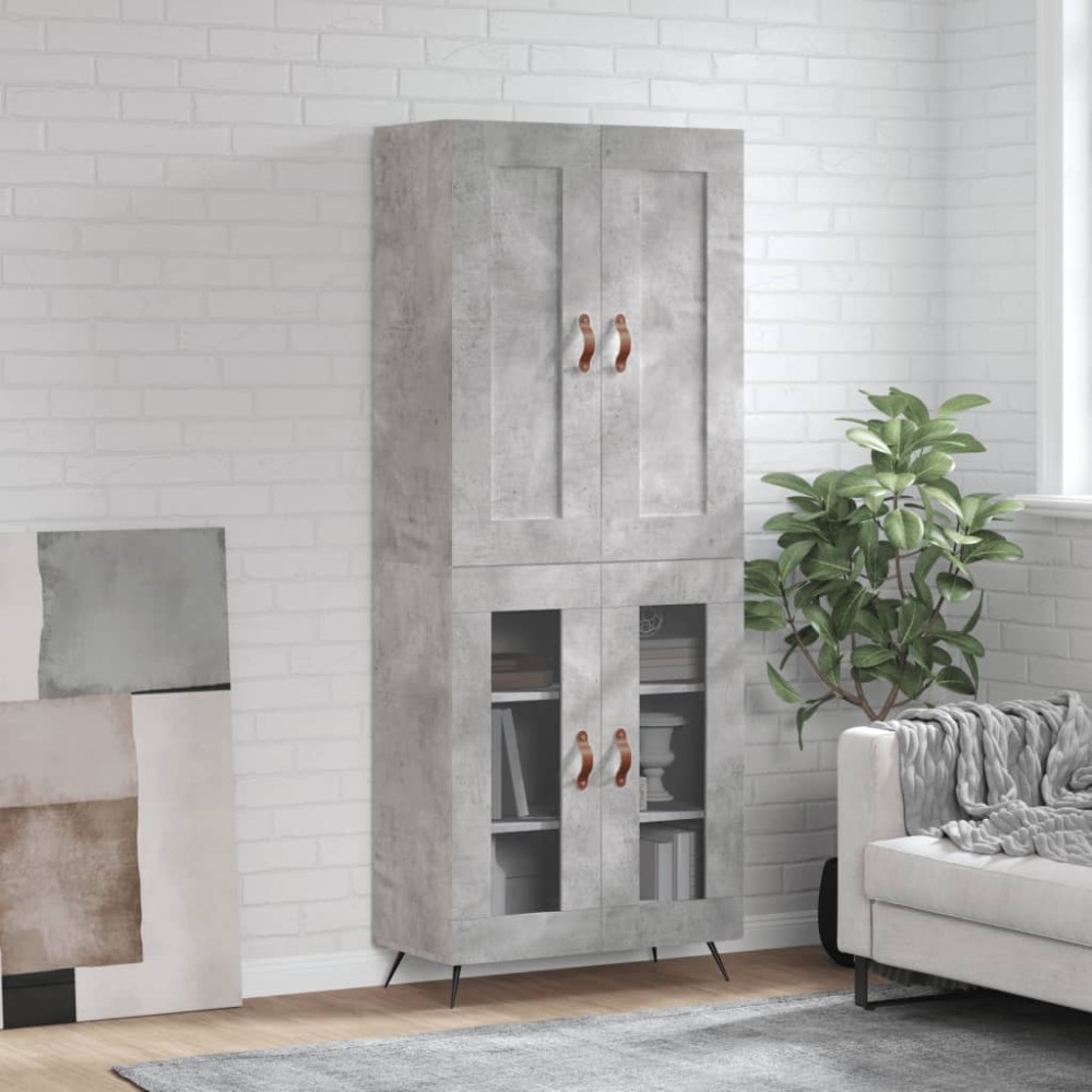 vidaXL Dulap înalt, gri beton, 69,5x34x180, lemn compozit