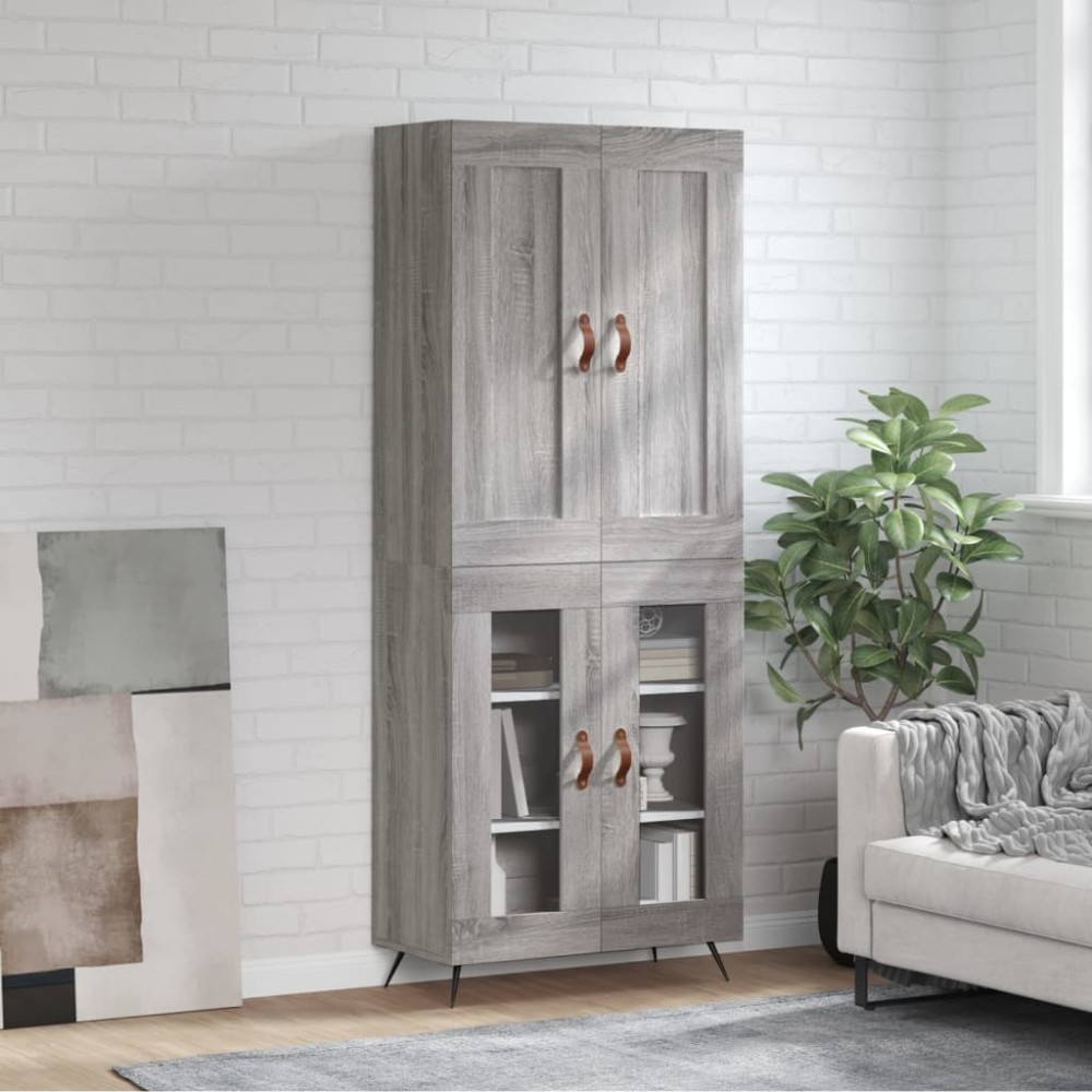 vidaXL Dulap înalt, gri sonoma, 69,5x34x180 cm, lemn compozit