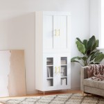 vidaXL Dulap înalt, alb, 69,5x34x180 cm, lemn compozit vidaXL Dulap înalt, alb, 69,5x34x180 cm, lemn compozit