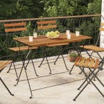 vidaXL Masă bistro pliabilă, 100x54x71 cm, lemn masiv de acacia & oțel vidaXL Masă bistro pliabilă, 100x54x71 cm, lemn masiv de acacia & oțel