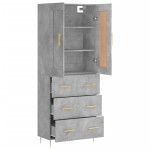 vidaXL Dulap înalt, gri beton, 69,5x34x180, lemn compozit