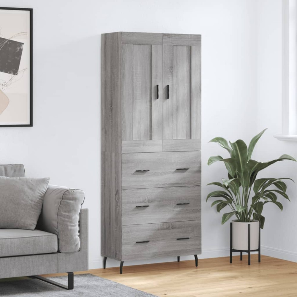 vidaXL Dulap înalt, gri sonoma, 69,5x34x180 cm, lemn compozit