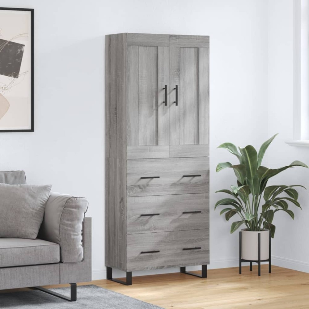 vidaXL Dulap înalt, gri sonoma, 69,5x34x180 cm, lemn compozit