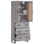 vidaXL Dulap înalt, gri sonoma, 69,5x34x180 cm, lemn compozit