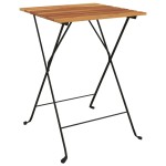 vidaXL Masa de bistro pliabilă, 55x54x71 cm, lemn masiv de tec și oțel