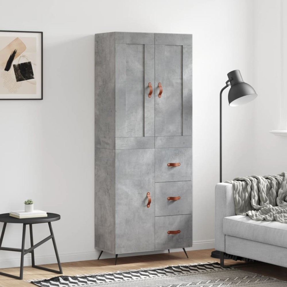 vidaXL Dulap înalt, gri beton, 69,5x34x180, lemn compozit