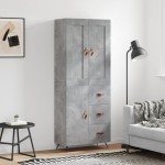 vidaXL Dulap înalt, gri beton, 69,5x34x180, lemn compozit