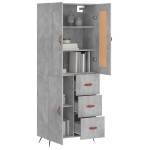 vidaXL Dulap înalt, gri beton, 69,5x34x180, lemn compozit
