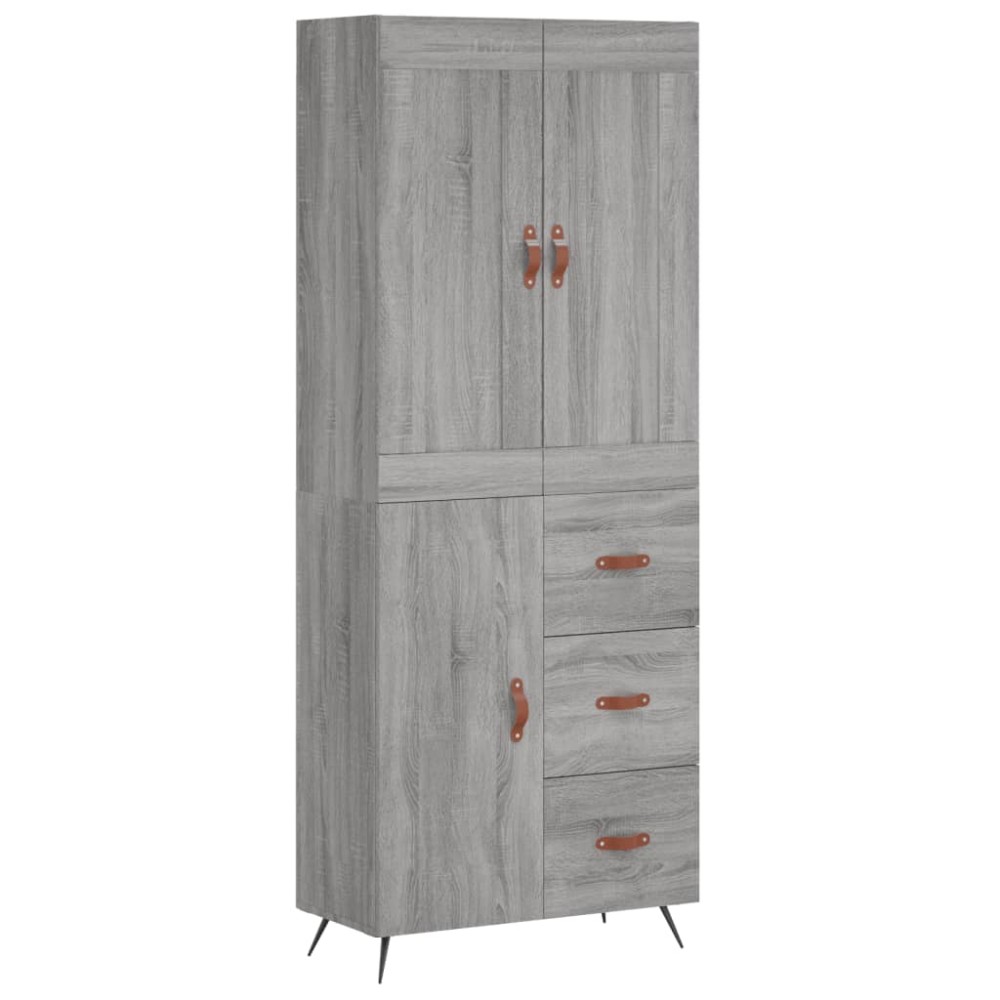 vidaXL Dulap înalt, gri sonoma, 69,5x34x180 cm, lemn compozit