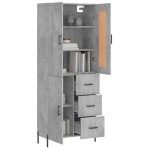 vidaXL Dulap înalt, gri beton, 69,5x34x180, lemn compozit