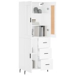 vidaXL Dulap înalt, alb, 69,5x34x180 cm, lemn compozit