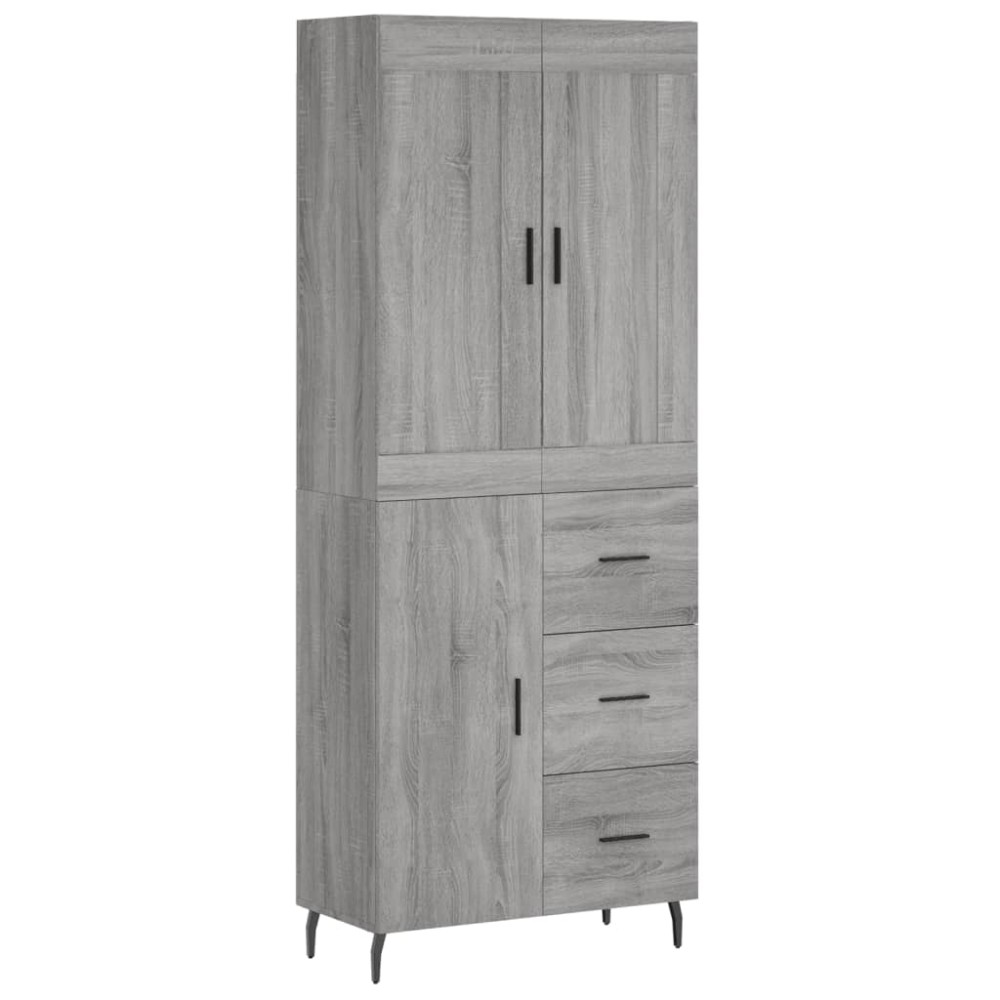 vidaXL Dulap înalt, gri sonoma, 69,5x34x180 cm, lemn compozit