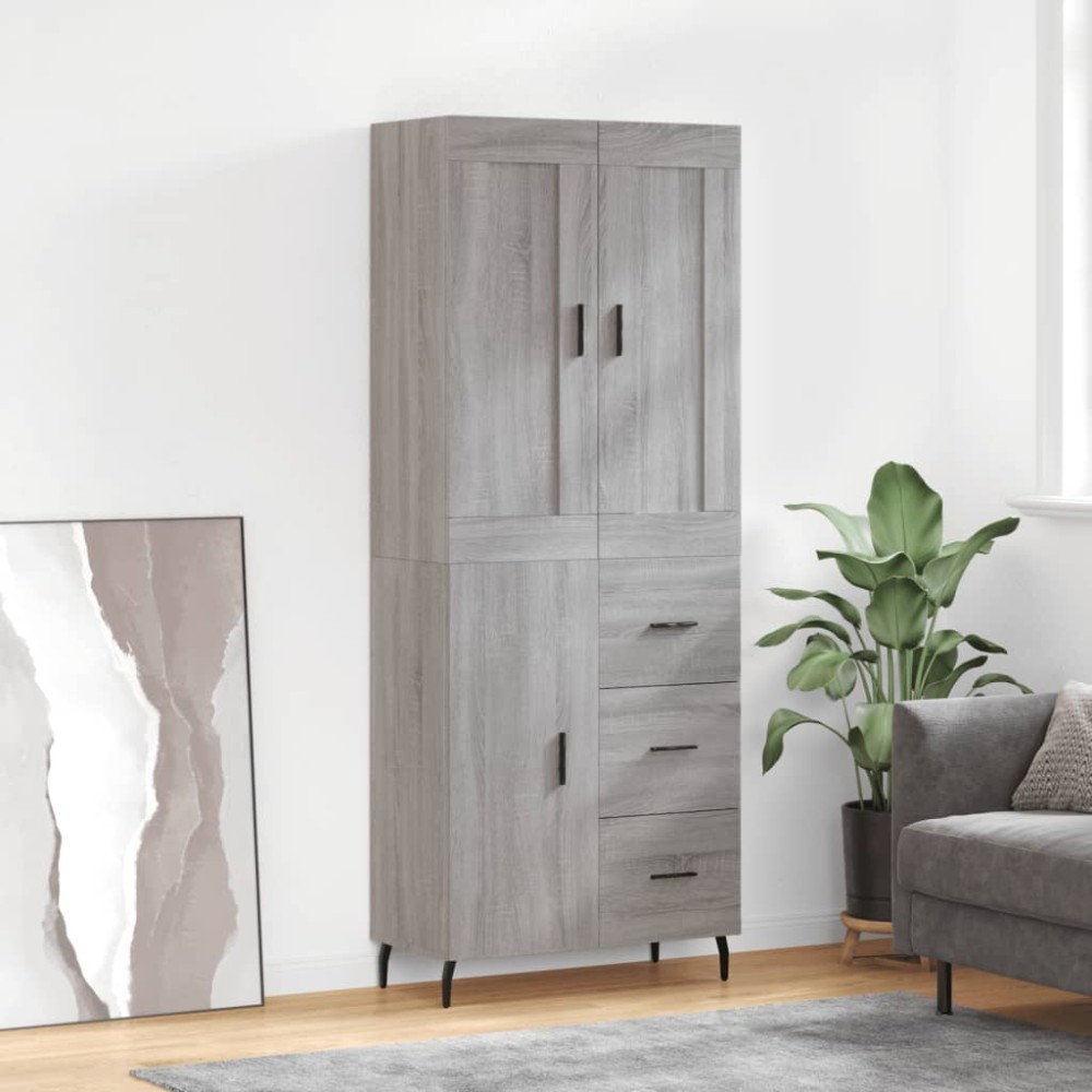 vidaXL Dulap înalt, gri sonoma, 69,5x34x180 cm, lemn compozit