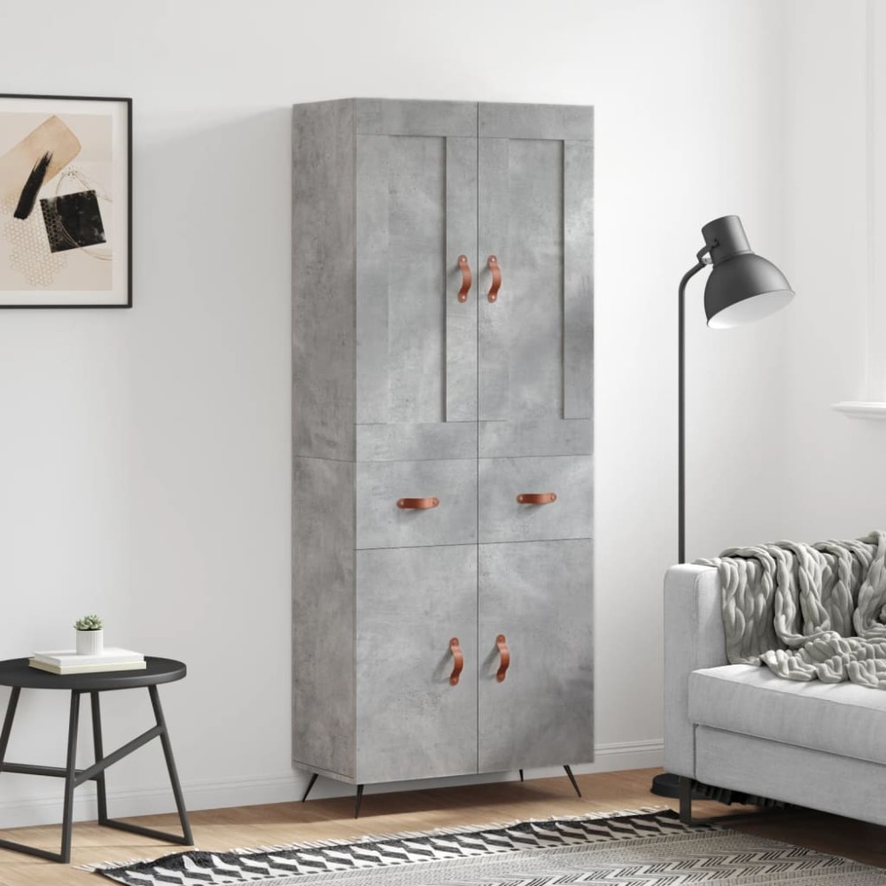 vidaXL Dulap înalt, gri beton, 69,5x34x180, lemn compozit