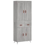 vidaXL Dulap înalt, gri sonoma, 69,5x34x180 cm, lemn compozit
