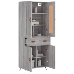 vidaXL Dulap înalt, gri sonoma, 69,5x34x180 cm, lemn compozit