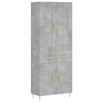 vidaXL Dulap înalt, gri beton, 69,5x34x180, lemn compozit