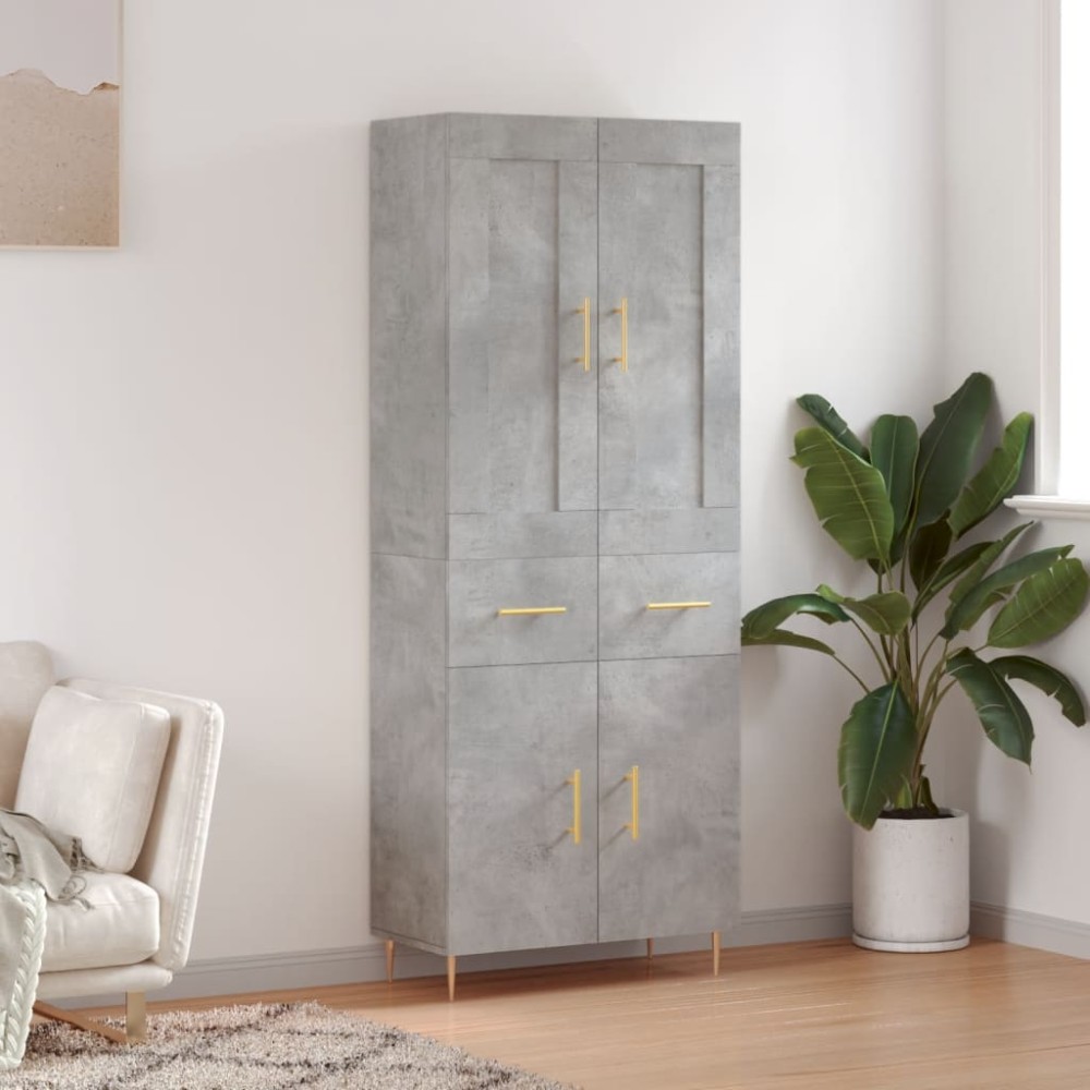 vidaXL Dulap înalt, gri beton, 69,5x34x180, lemn compozit