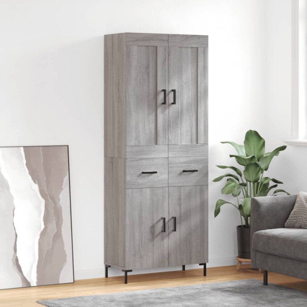 vidaXL Dulap înalt, gri sonoma, 69,5x34x180 cm, lemn compozit