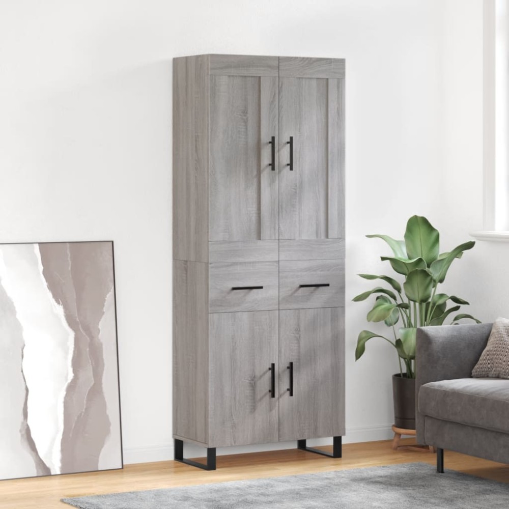 vidaXL Dulap înalt, gri sonoma, 69,5x34x180 cm, lemn compozit