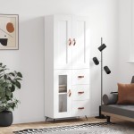 vidaXL Dulap înalt, alb, 69,5x34x180 cm, lemn compozit vidaXL Dulap înalt, alb, 69,5x34x180 cm, lemn compozit
